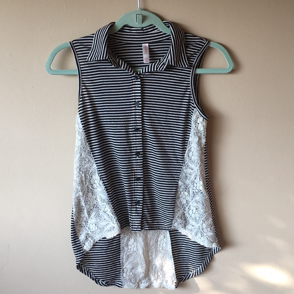 Stripes Lace Tank Blouse